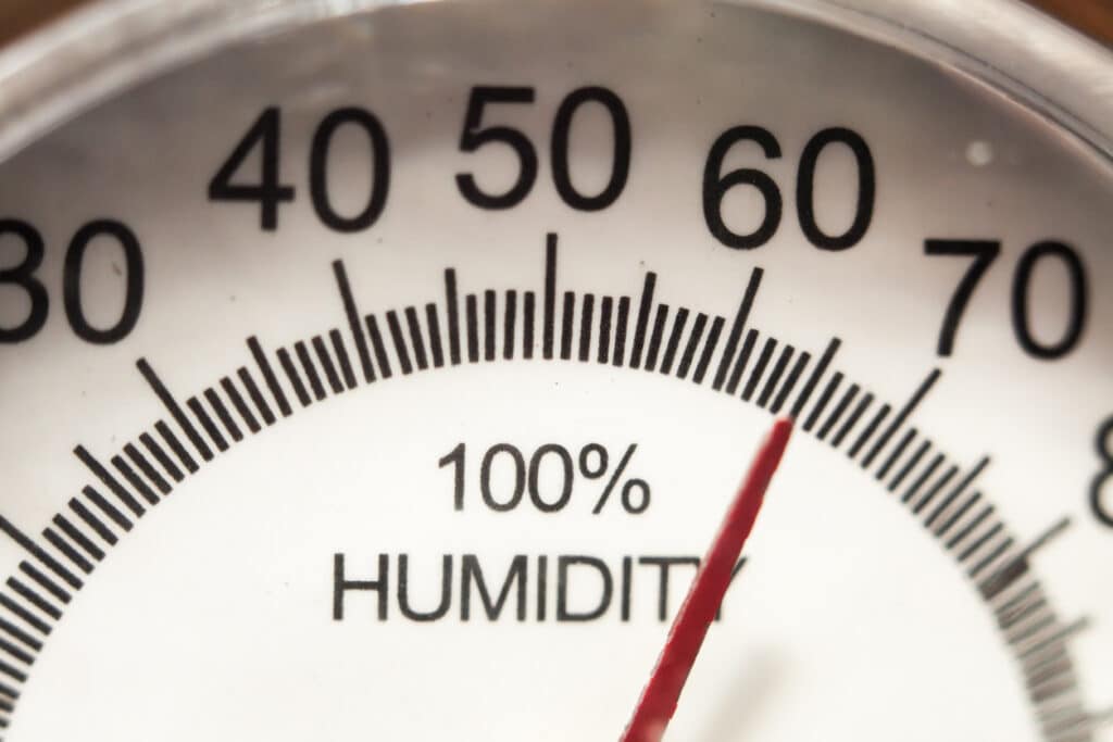 hygrometer Gauge showing high humidity readings
